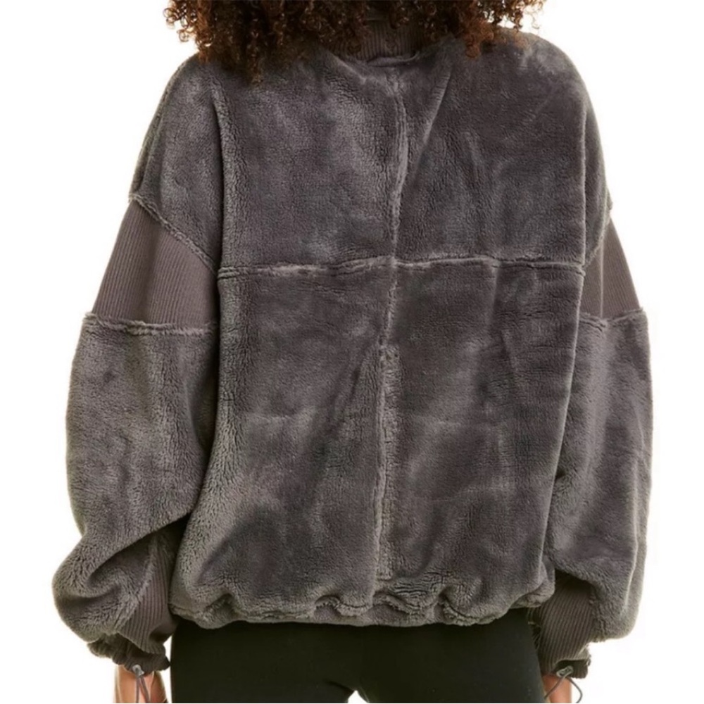 Free People FP Movement Seeing Stars Fleece Jacket Oversized Gray Medium - Picture 15 of 16